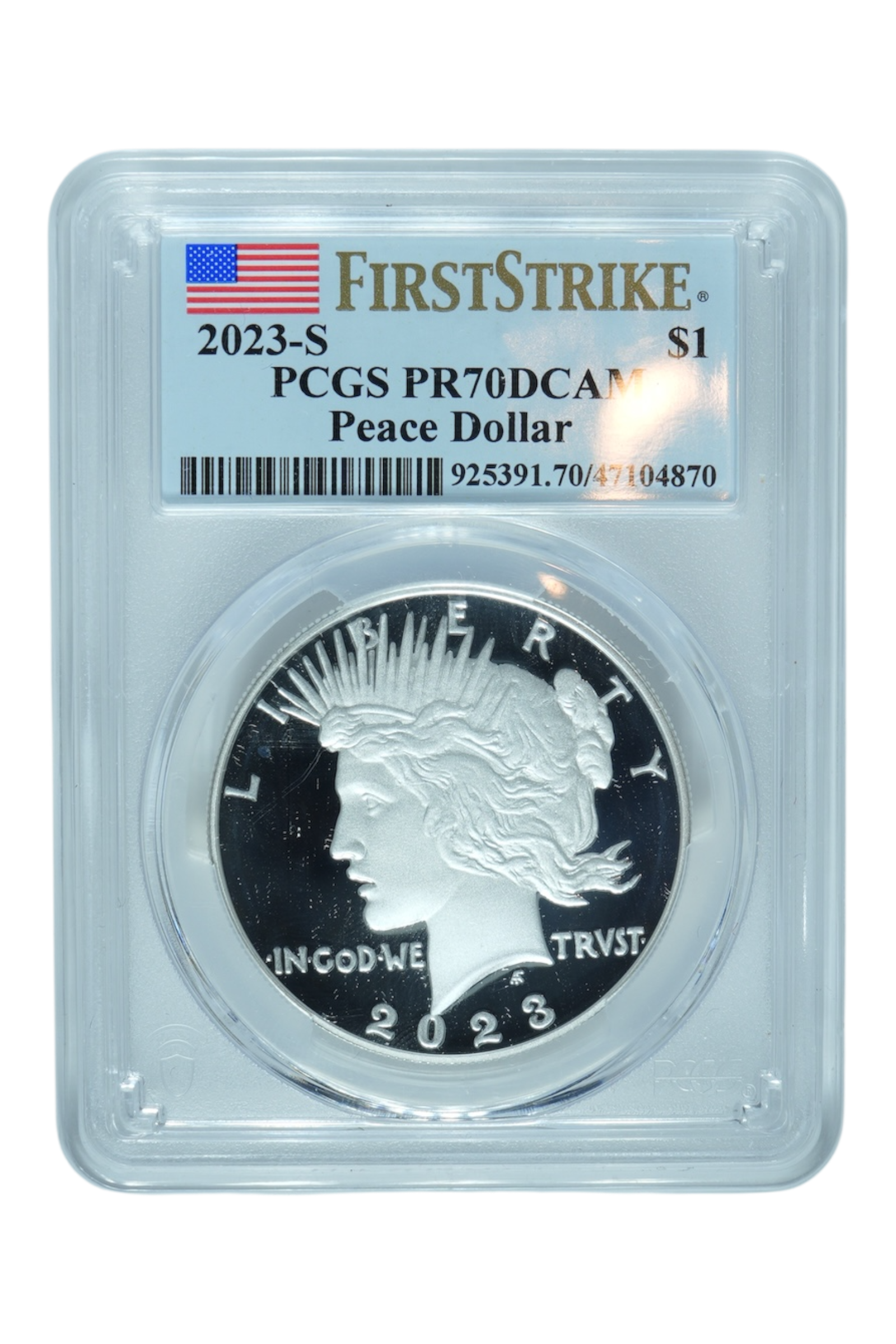 2023-S 0.858 oz Silver Peace Dollar PCGS PF 70 DCAM FS