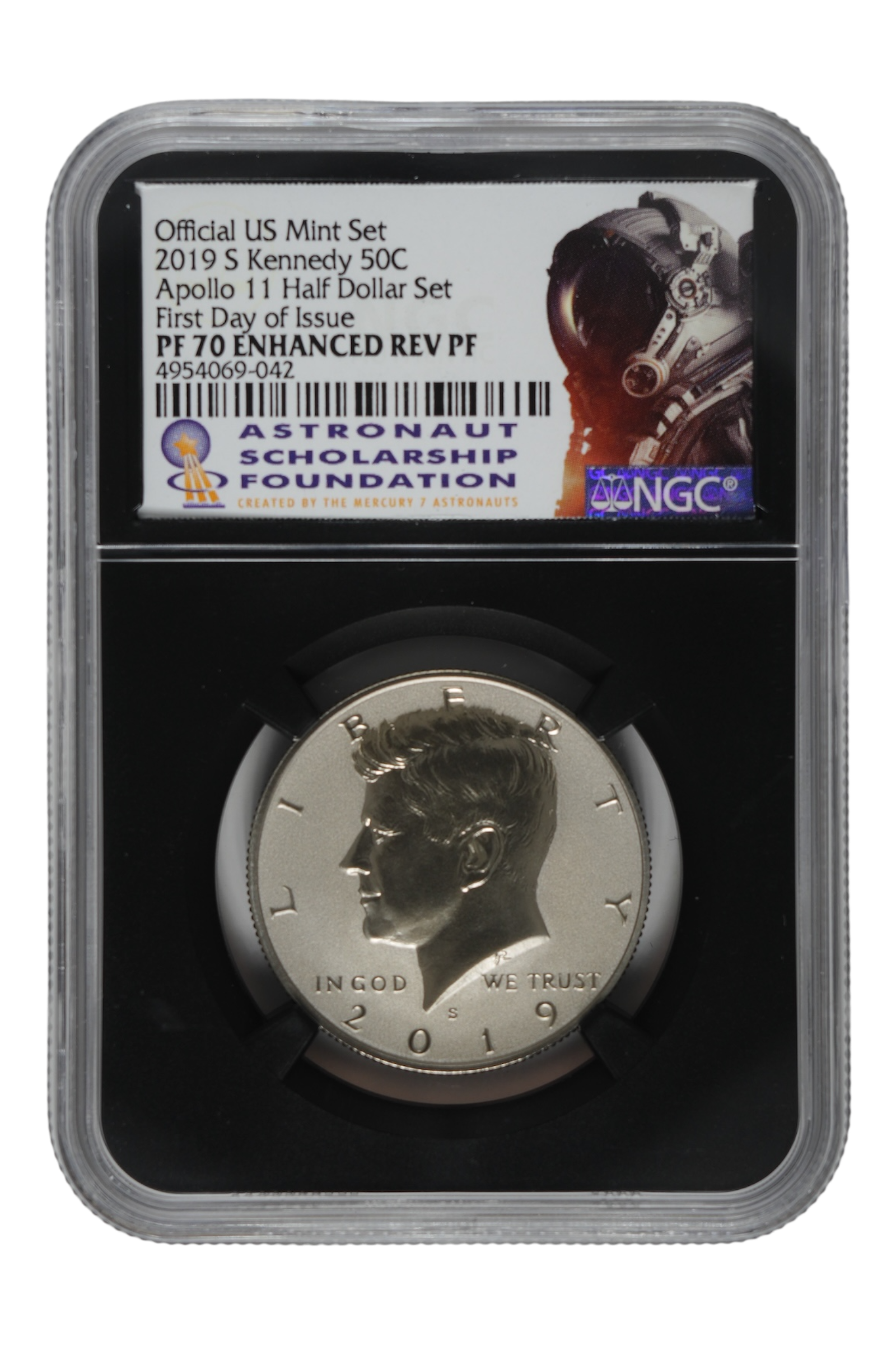2019-S Kennedy Half Dollar Enhanced Reverse Proof NGC PF 70 FDI (Apollo 11 Set)