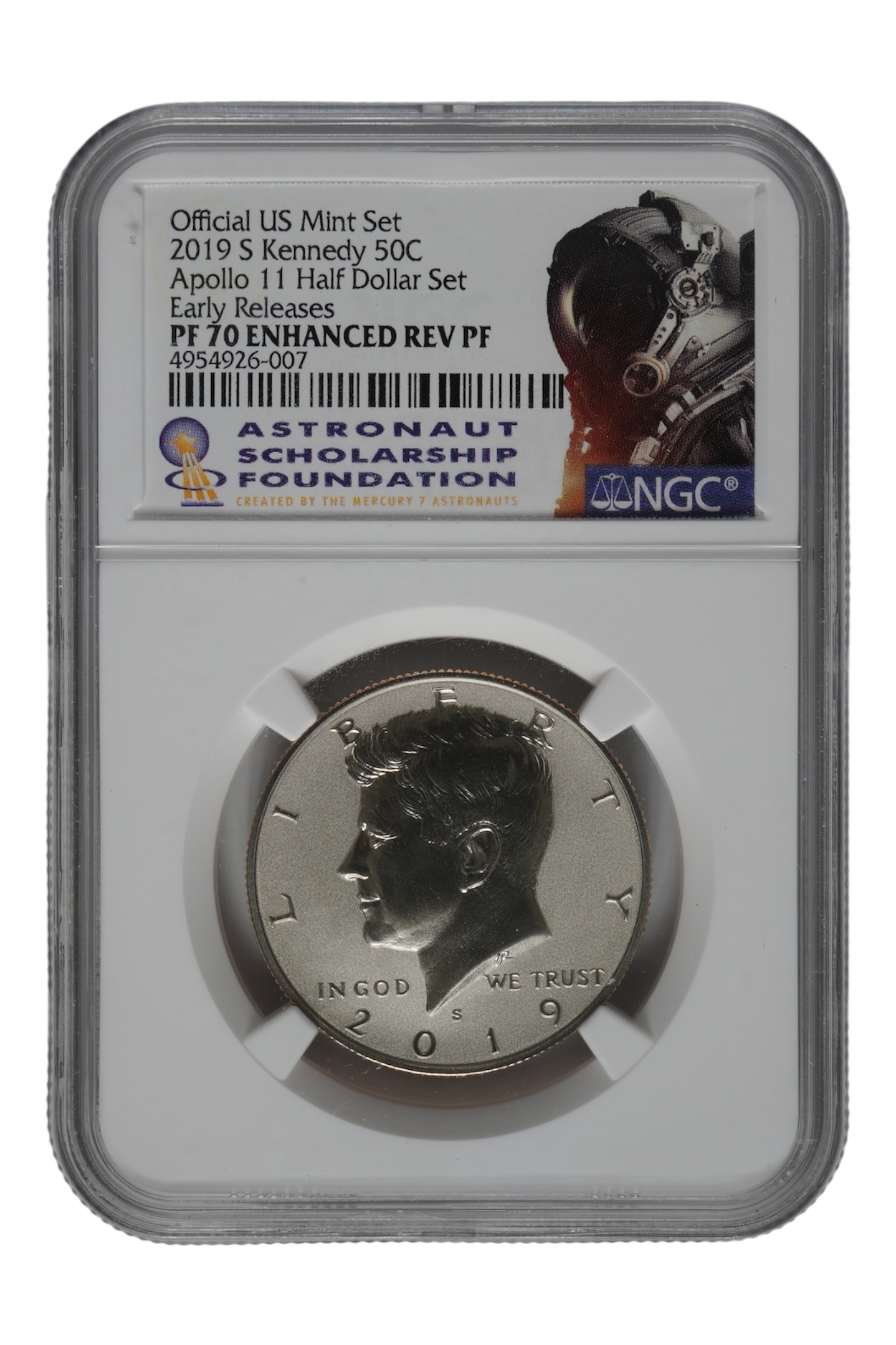 2019-S Enhanced Reverse Proof Kennedy Half Dollar 0.3646 oz Clad NGC PF 70 ER