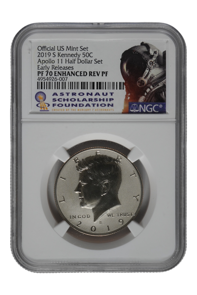 2019-S Enhanced Reverse Proof Kennedy Half Dollar 0.3646 oz Clad NGC PF 70 ER