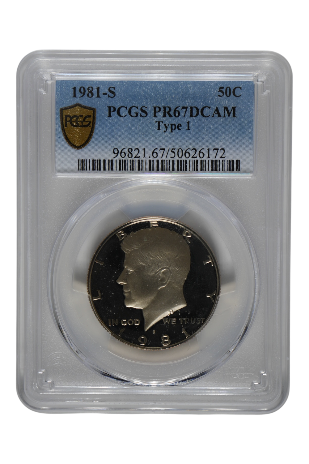 1981-S Kennedy Half Dollar Type 1 PCGS PR 67 DCAM (Toned)