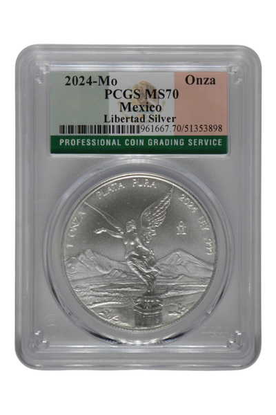 2024-Mo 1 oz Silver Mexico Libertad PCGS MS 70
