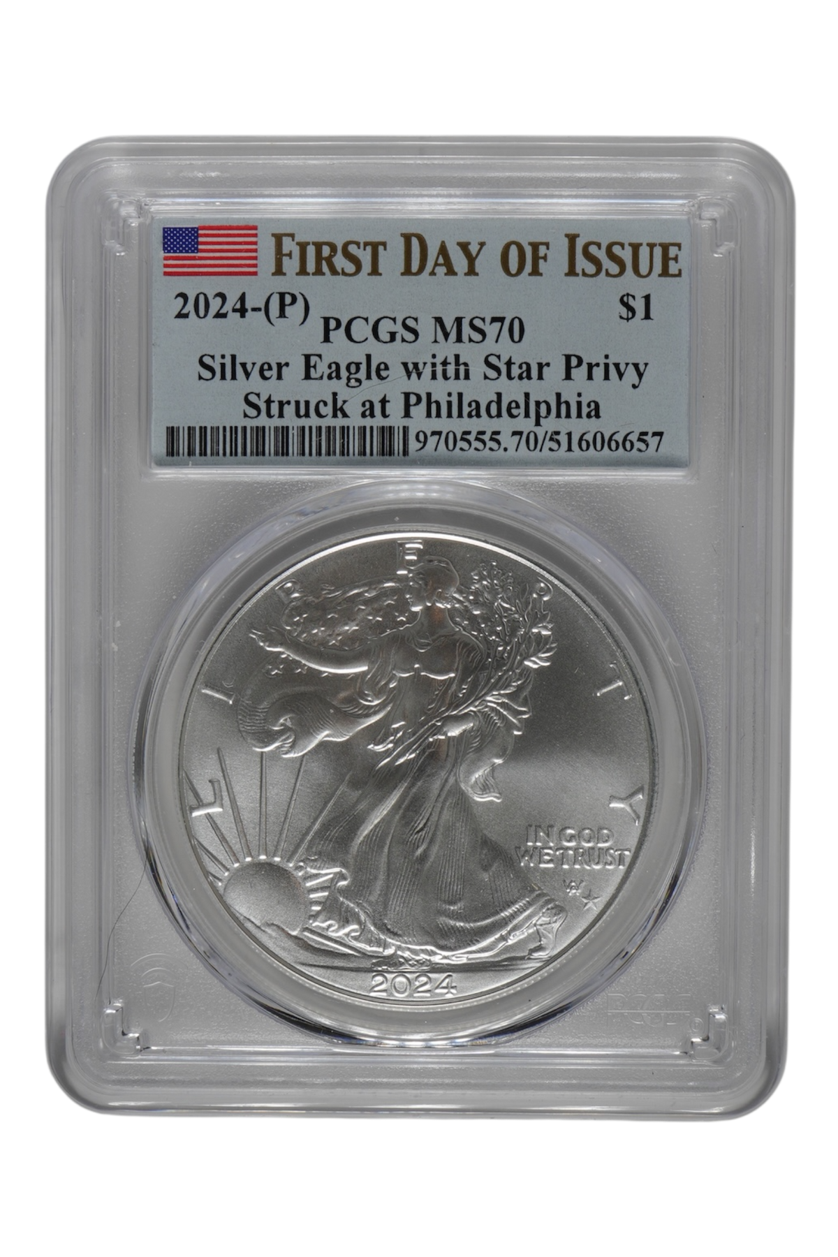 2024-(P) 1 oz American Silver Eagle Star Privy PCGS MS 70 FDI