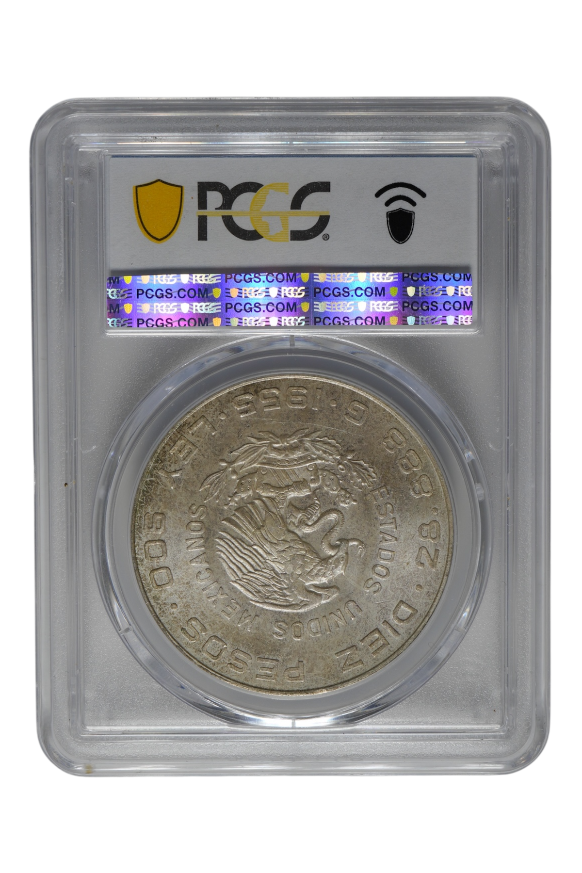 1955 Mexico Silver 10 Pesos Hidalgo PCGS MS 64