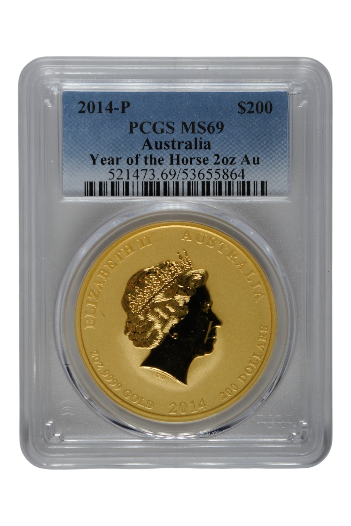 Australia 2014-P Gold $200 Lunar Series, Year of the Horse KM-2106 PCGS MS-69