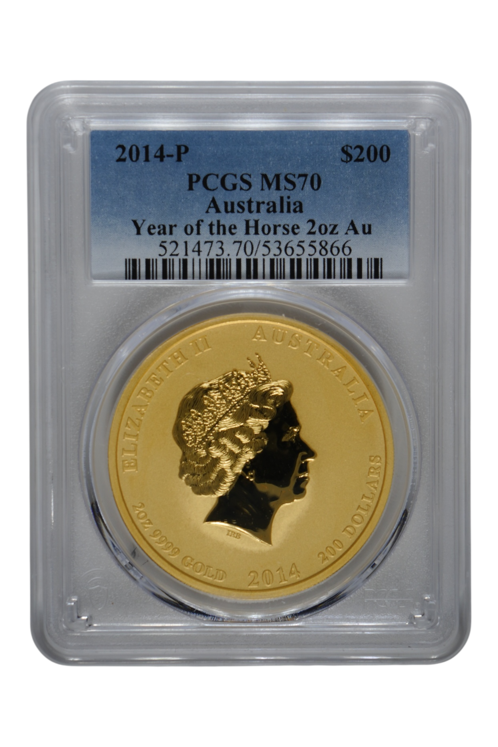 2014-P 2 oz Gold Australia Lunar Horse PCGS MS 70