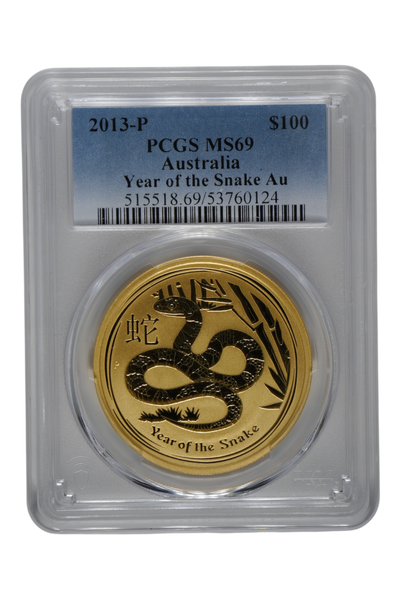 2013 1 oz Gold Australia Lunar Snake PCGS MS 69