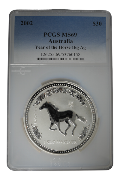 2002 1 kg Australia Silver Lunar Horse PCGS MS 69