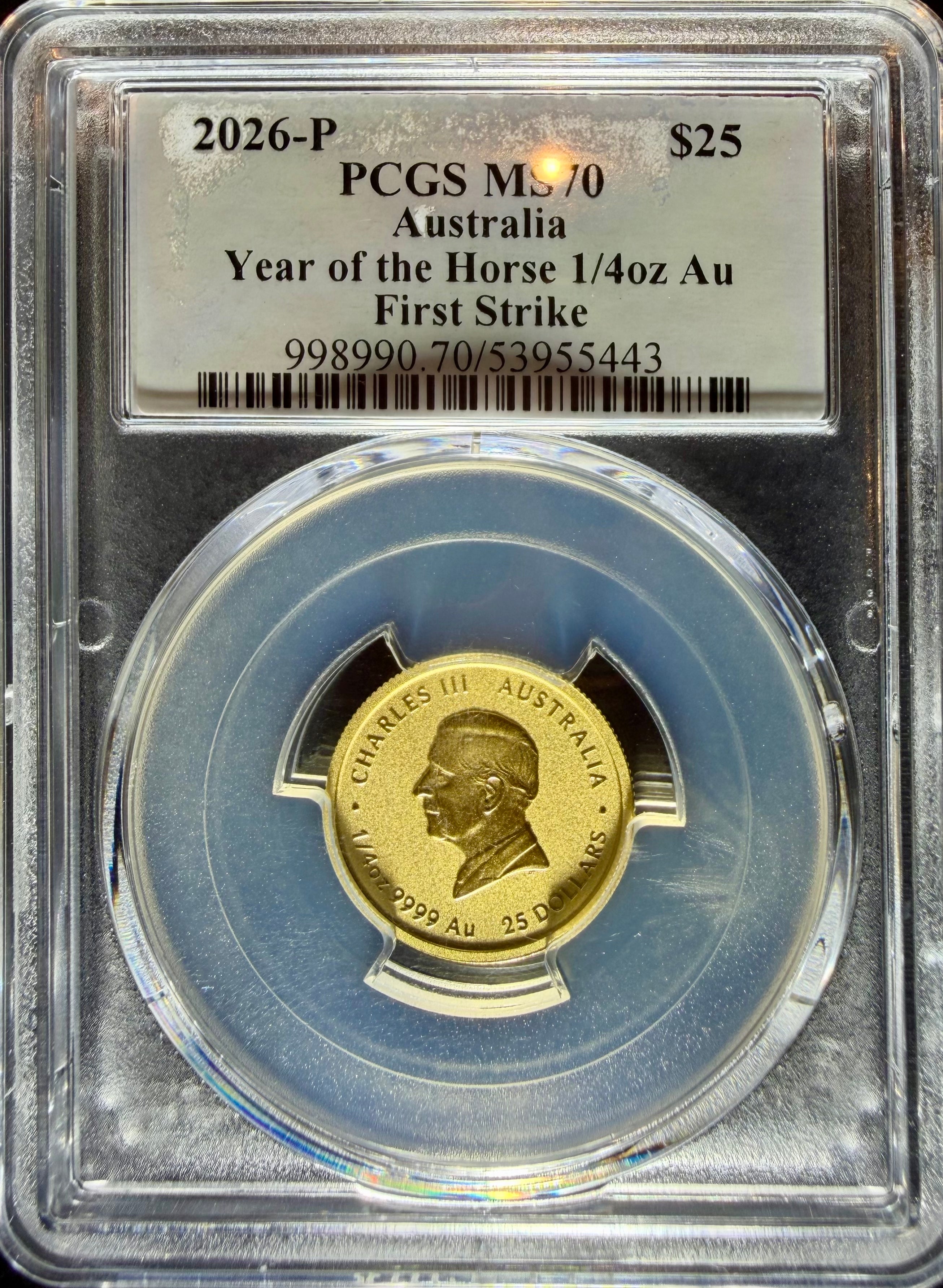 2026 1/4 oz Gold Australia Lunar Horse PCGS MS-70 FS