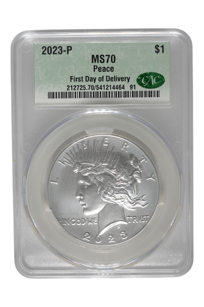 2023-P 0.858 oz Silver Peace Dollar CACG MS 70 FDI