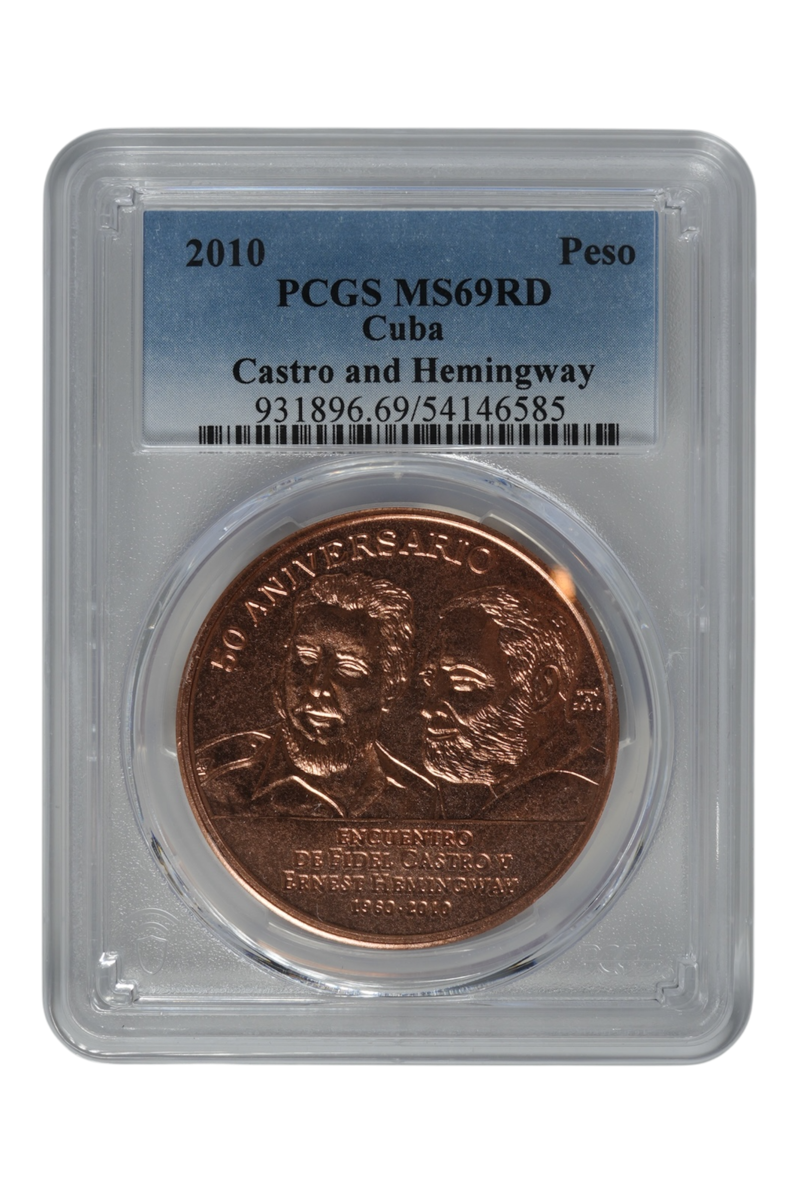 2010 Cuba Peso Commemorative PCGS MS-69 RD