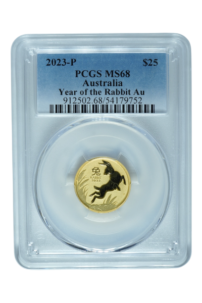 2023-P 0.25 oz Gold Australia Lunar Rabbit PCGS MS 68
