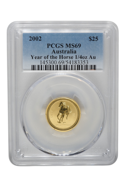 2002 1/4 oz Gold Australia Lunar Horse PCGS MS-69