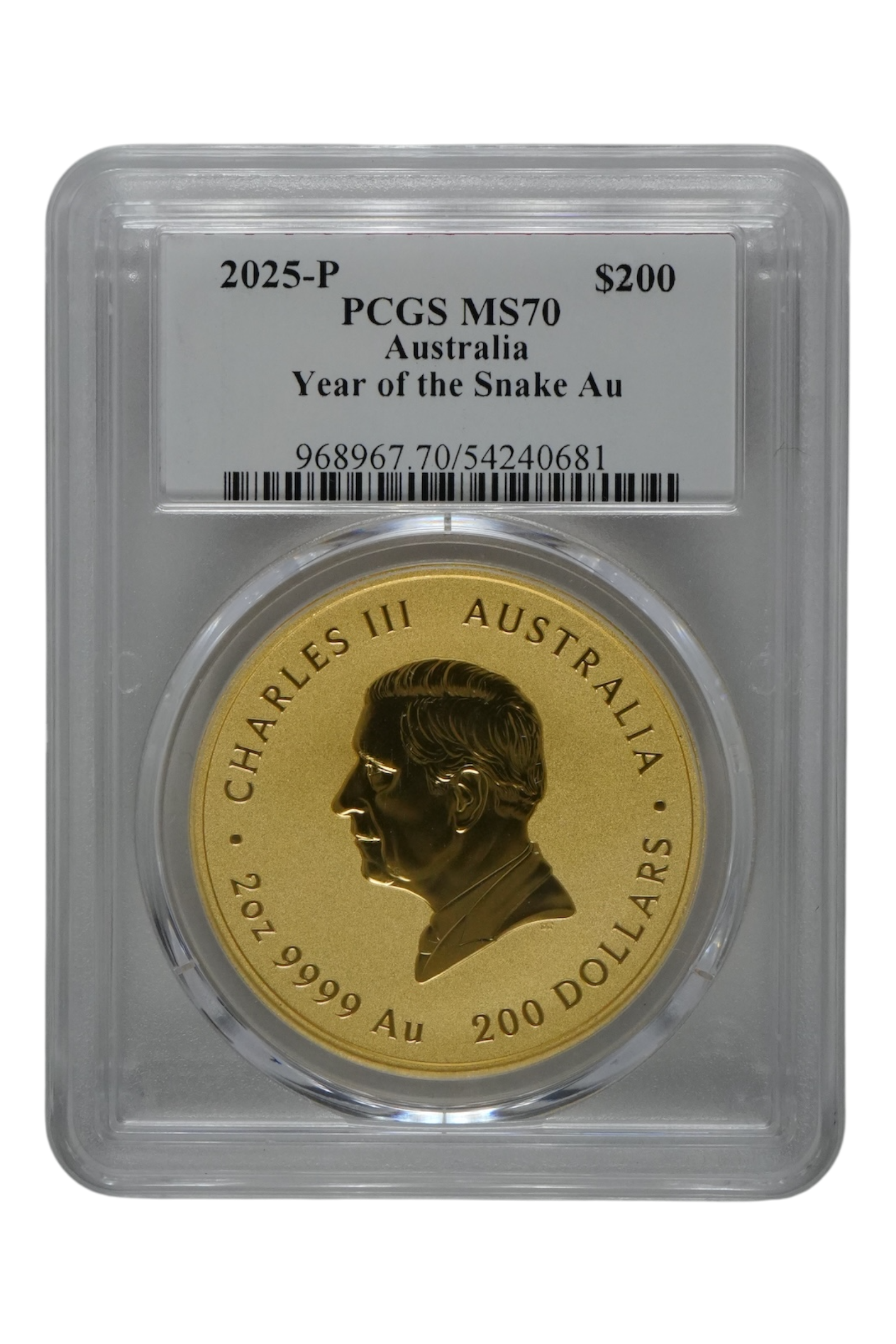 2025 2 oz Gold Australia Lunar Snake PCGS MS-70