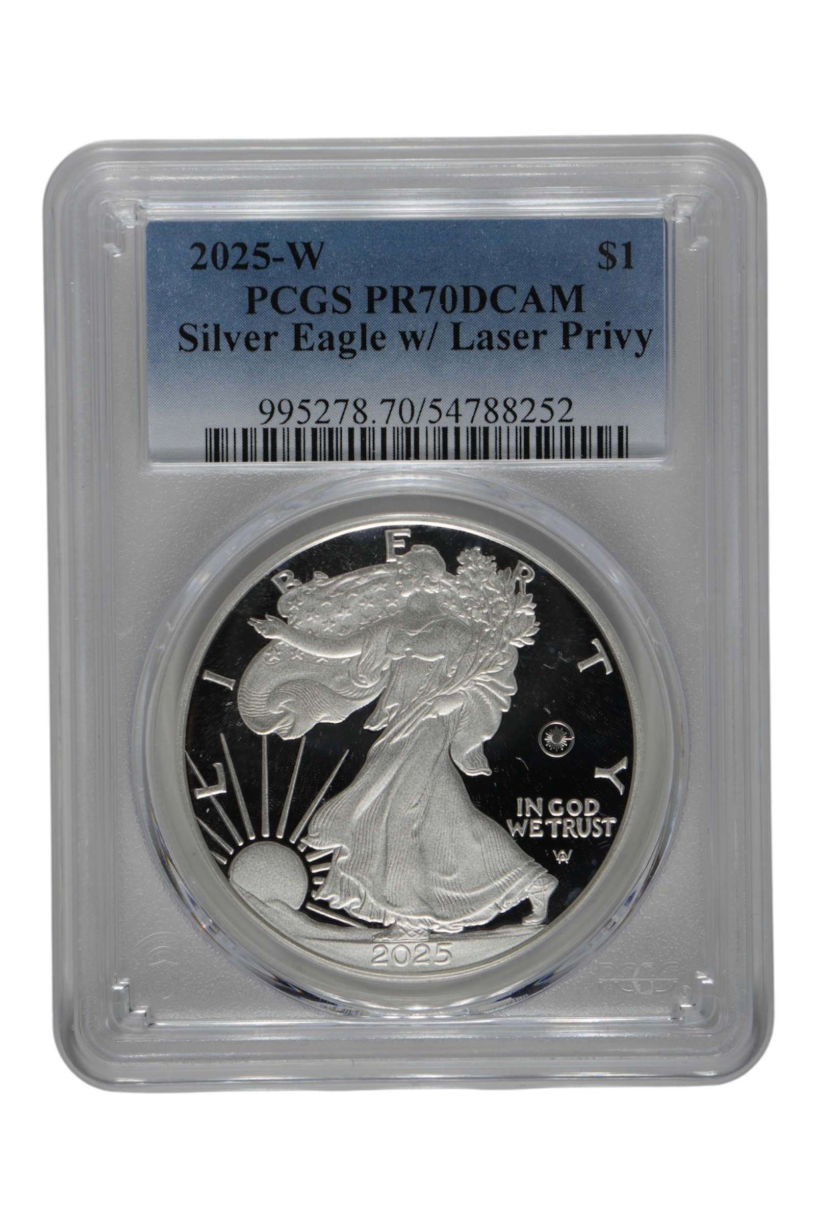2025-W 1 oz Silver Eagle Laser Privy PCGS PR 70 DCAM
