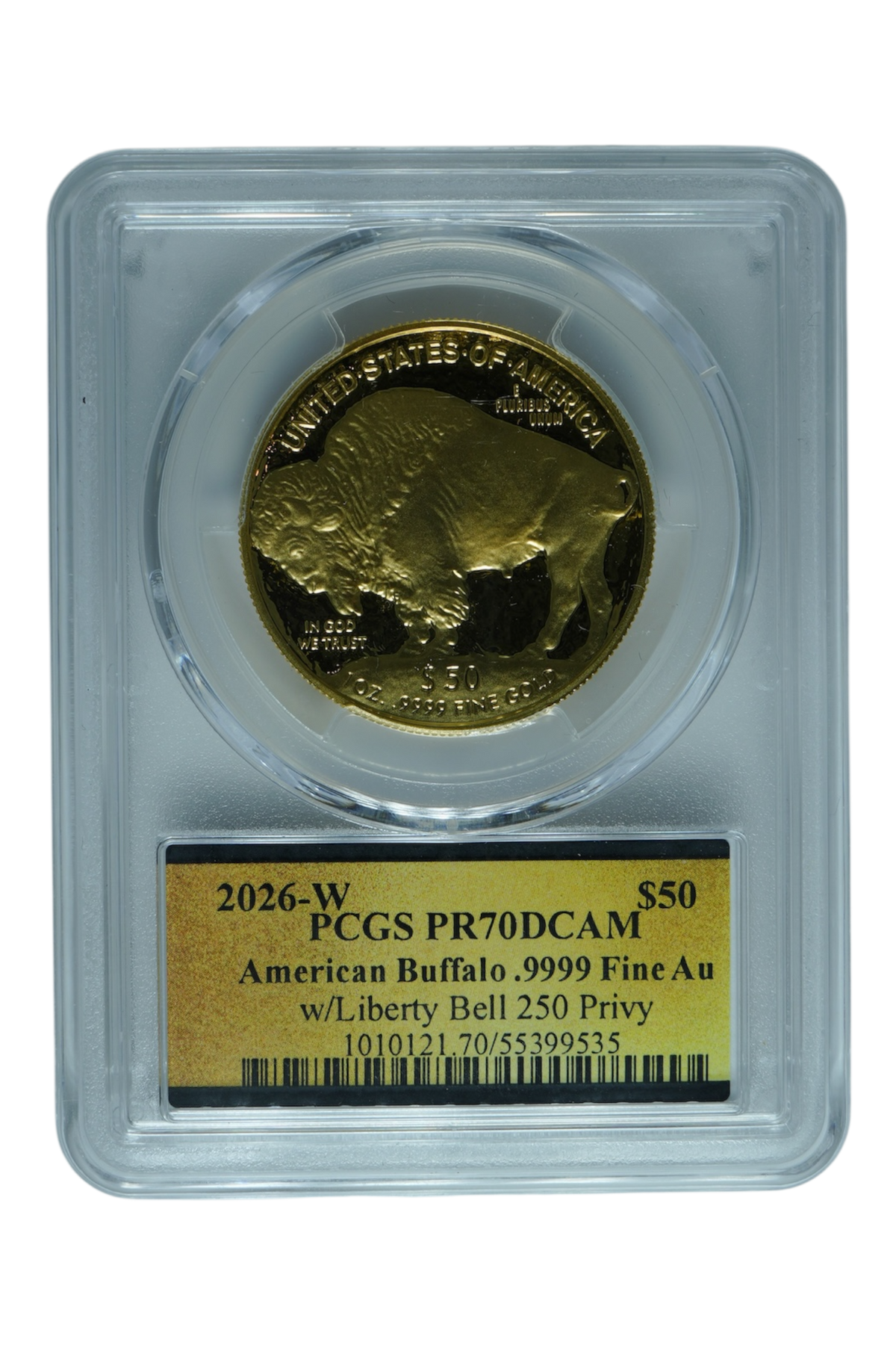2026-W Gold Buffalo $50 Liberty Bell 250 Privy PCGS PR-70 DCAM
