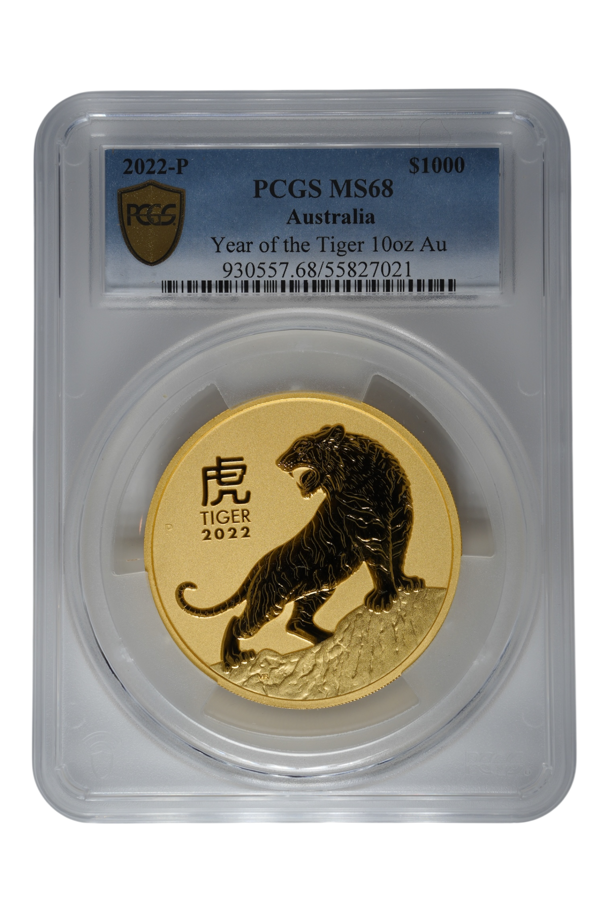 2022 Australia 10 oz Gold Lunar Tiger PCGS MS-68 (Series III)