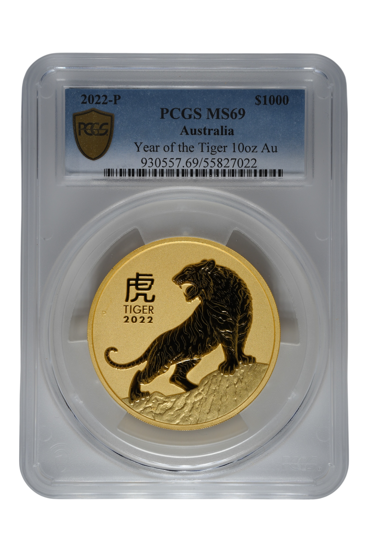 2022 Australia 10 oz Gold Lunar Tiger PCGS MS-69 (Series III)