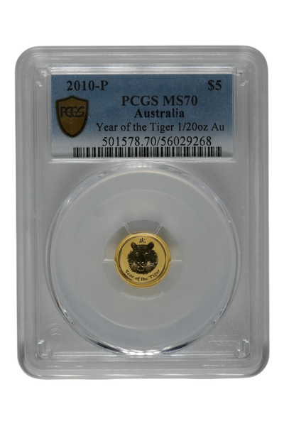 2010 1/20 oz Gold Australia Lunar Tiger PCGS MS-70