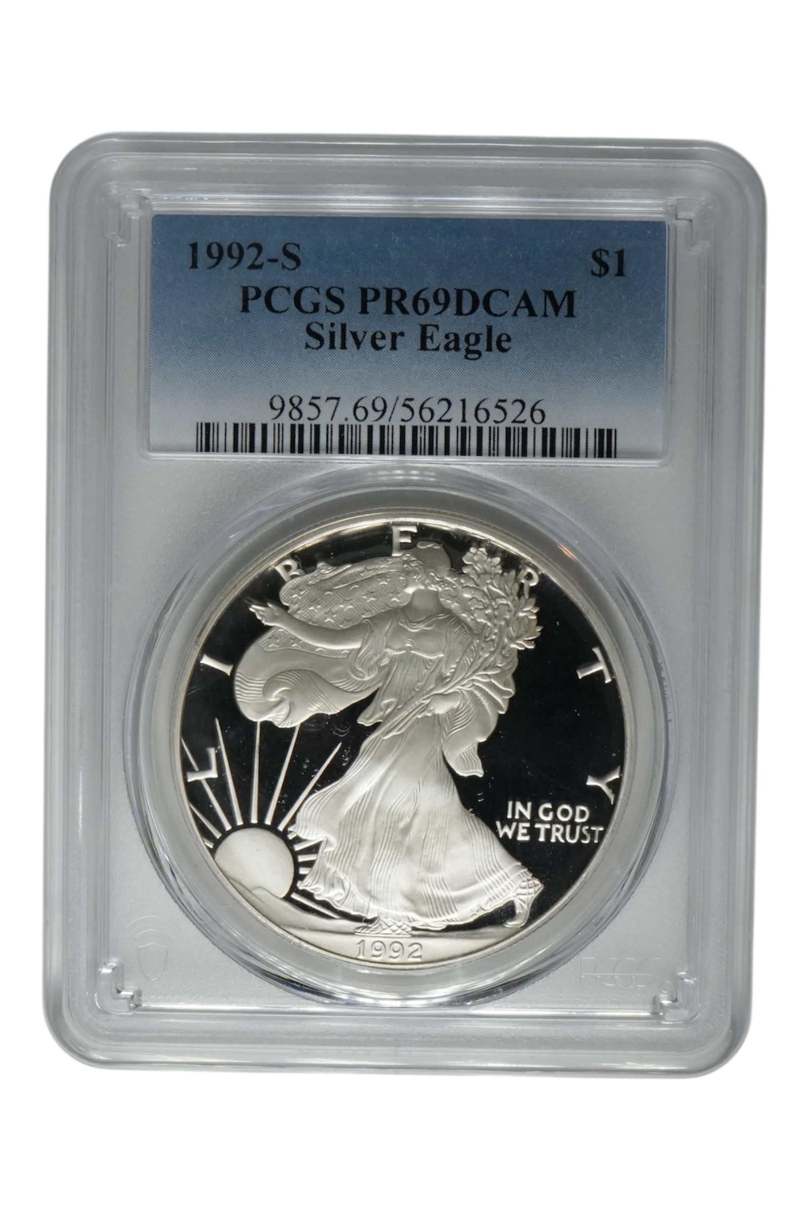 1992-S 1 oz American Silver Eagle PCGS PR-69 DCAM