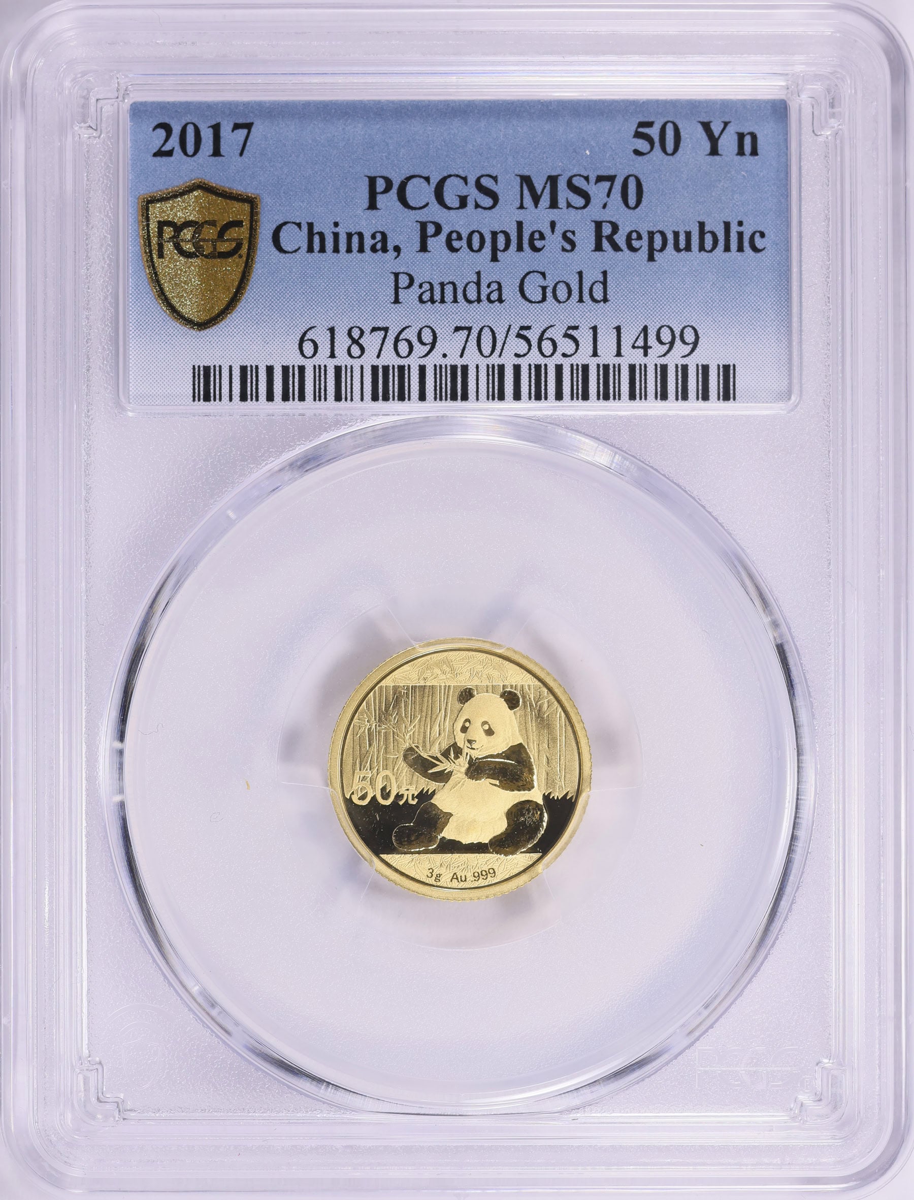 2017 3g Chinese Gold Panda PCGS MS-70