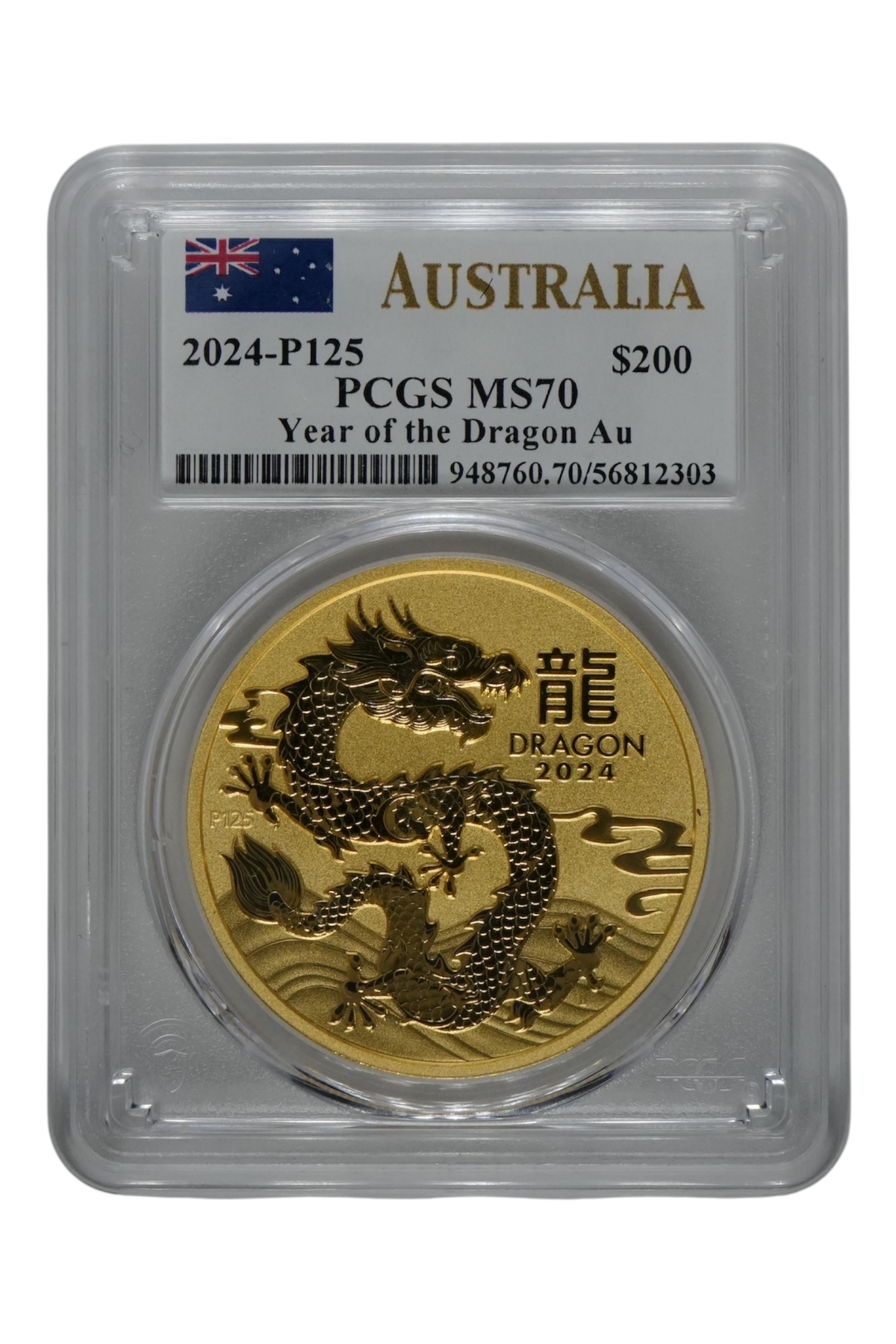 2024 2 oz Gold Australia Lunar Dragon PCGS MS-70