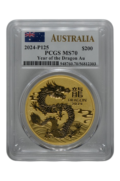 2024 2 oz Gold Australia Lunar Dragon PCGS MS-70
