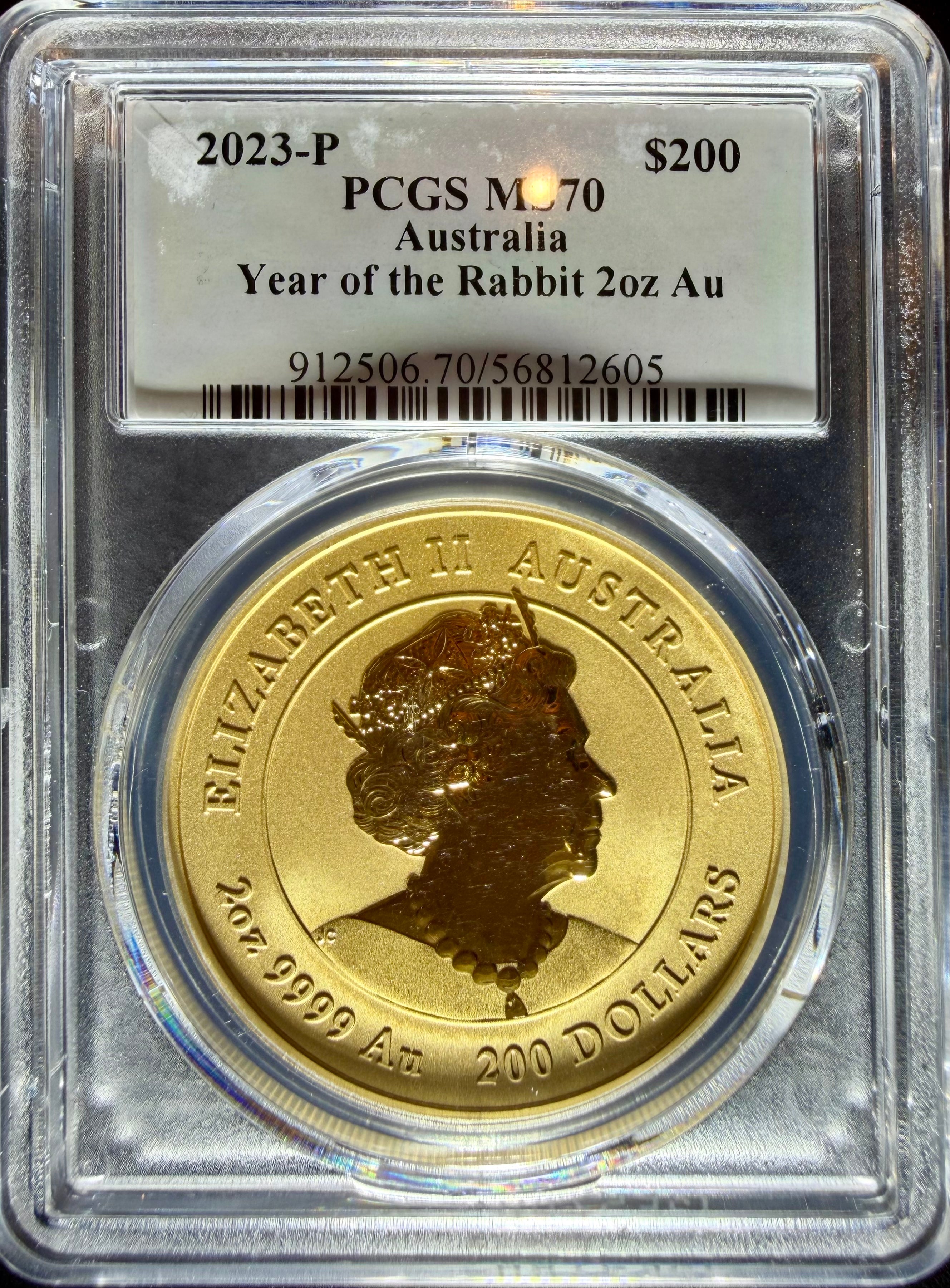 2023 2 oz Gold Australia Lunar Rabbit PCGS MS-70