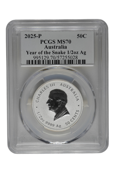 Australia 2025-P Silver 50c Lunar Snake PCGS MS70