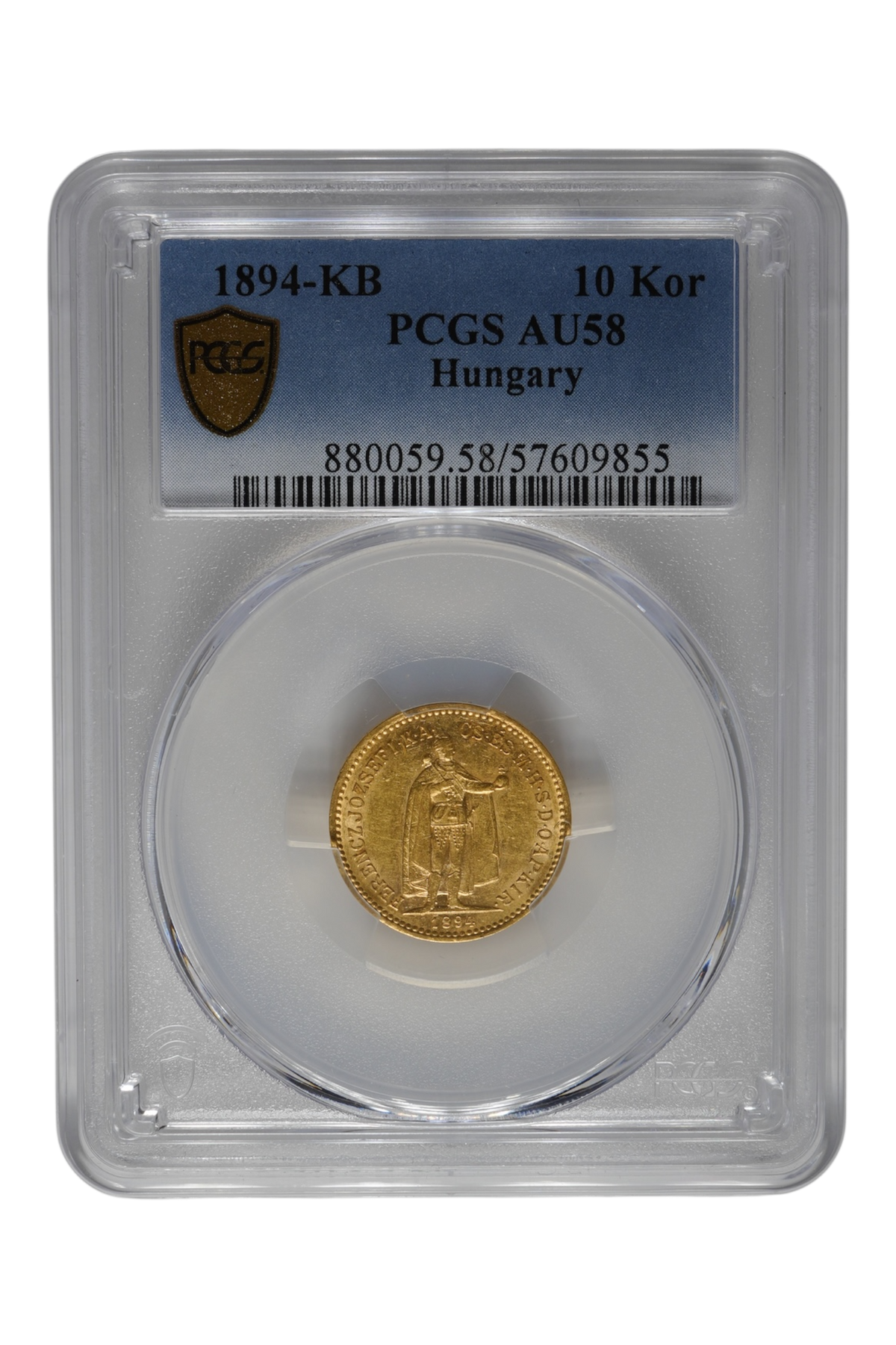 1894 Hungary Gold 10 Korona PCGS AU 58