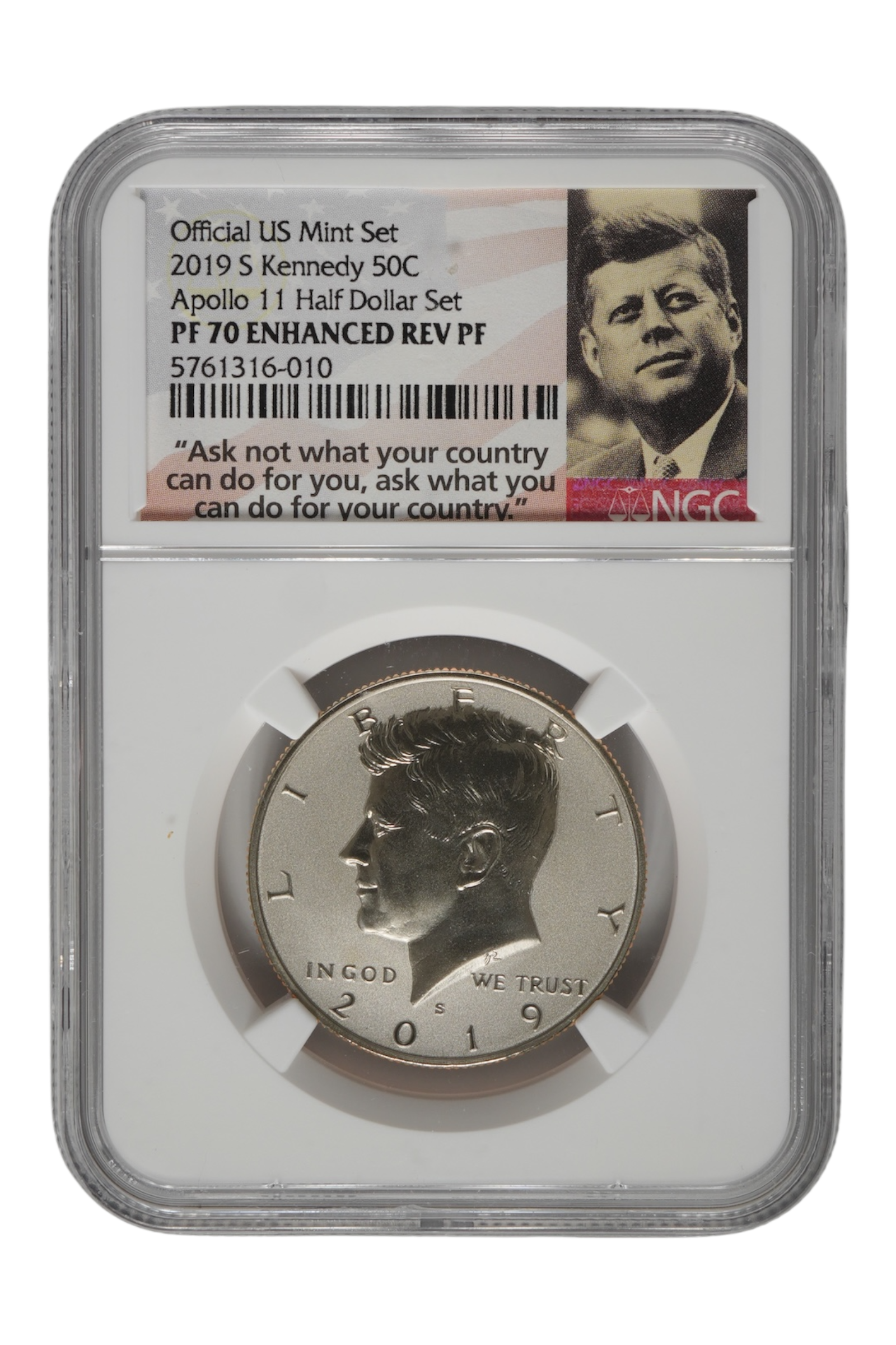 2019-S Enhanced Reverse Proof Kennedy Half Dollar 0.3646 oz Clad NGC PF 70
