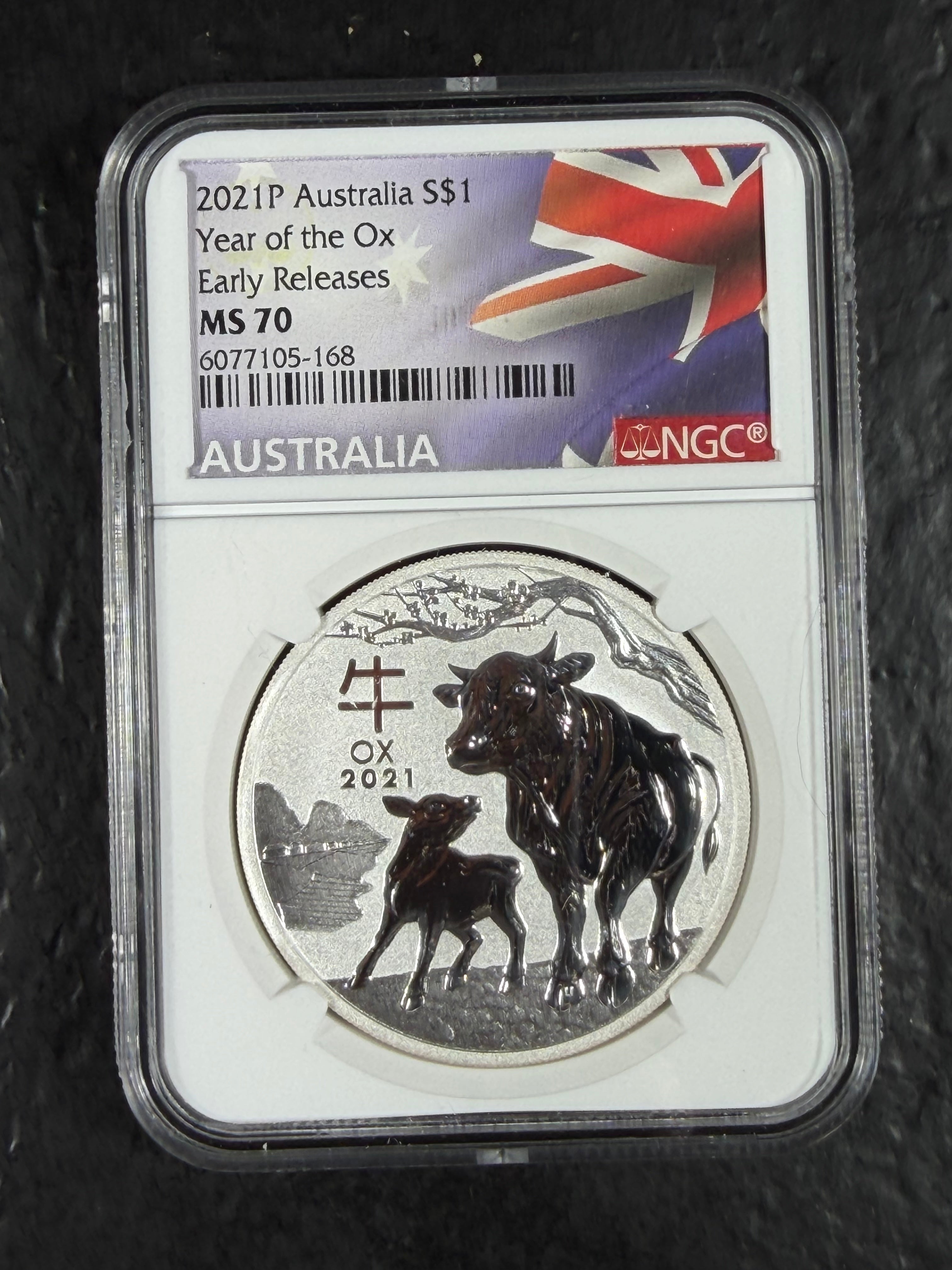 2021 1 oz Silver Australia Lunar Ox NGC MS 70