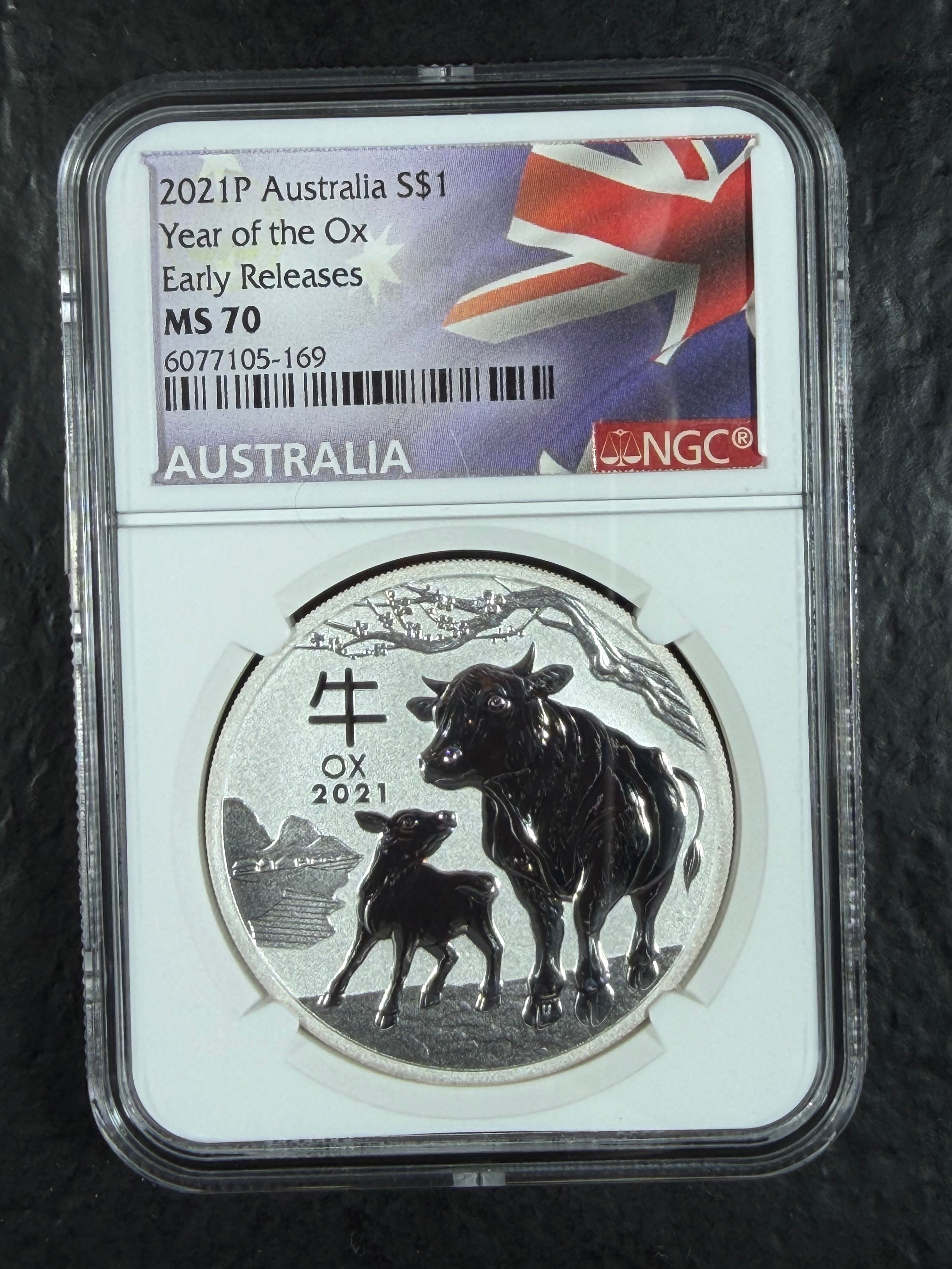 2021 1 oz Silver Australia Lunar Ox NGC MS 70