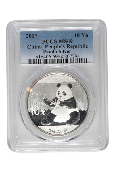 2017 0.9636 oz Chinese Silver Panda PCGS MS 69