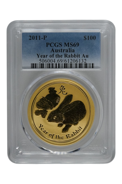 2011-P 1 oz Gold Australia Lunar Rabbit PCGS MS-69