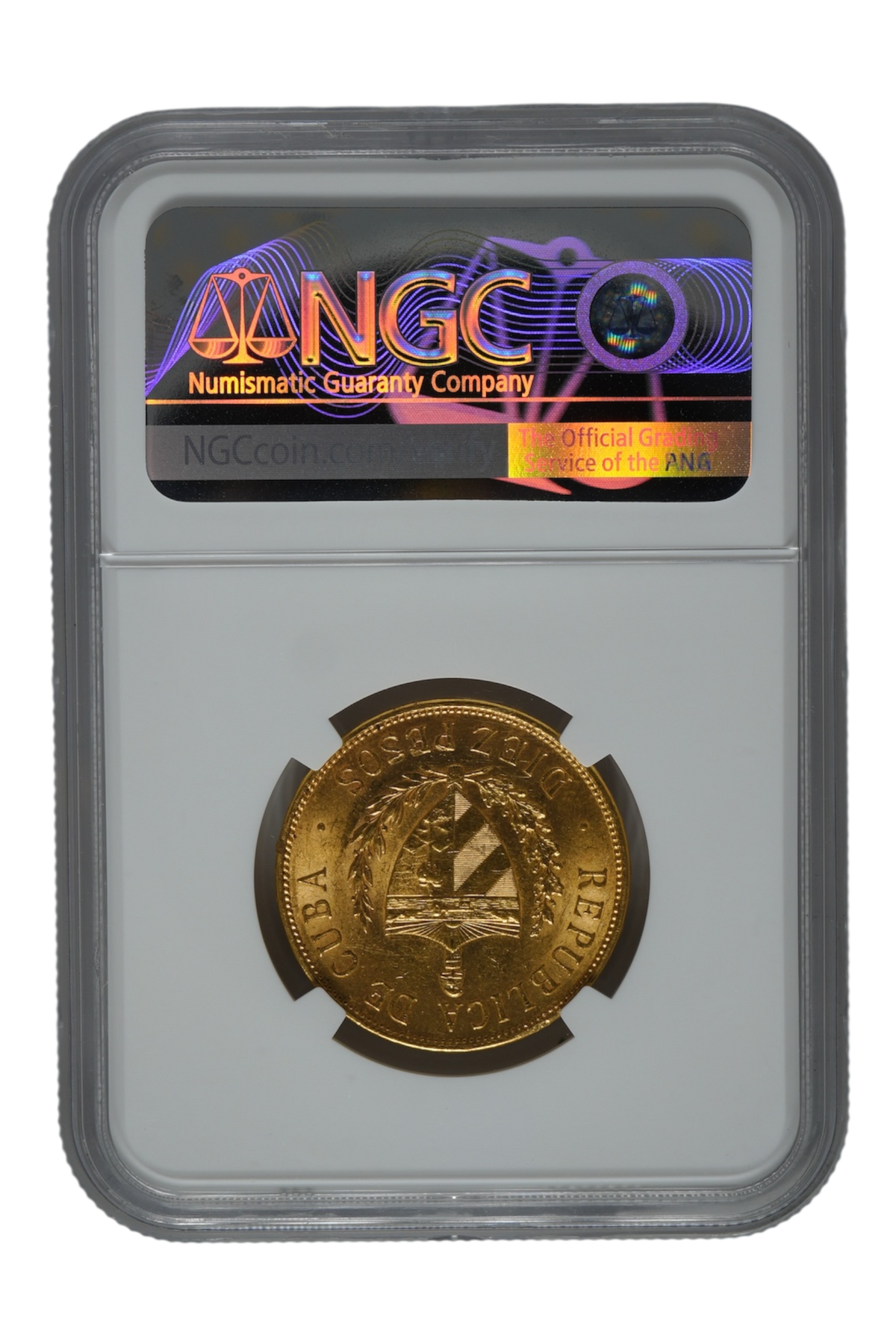 1916 0.4842 oz Gold Cuba 10 Pesos NGC MS-61