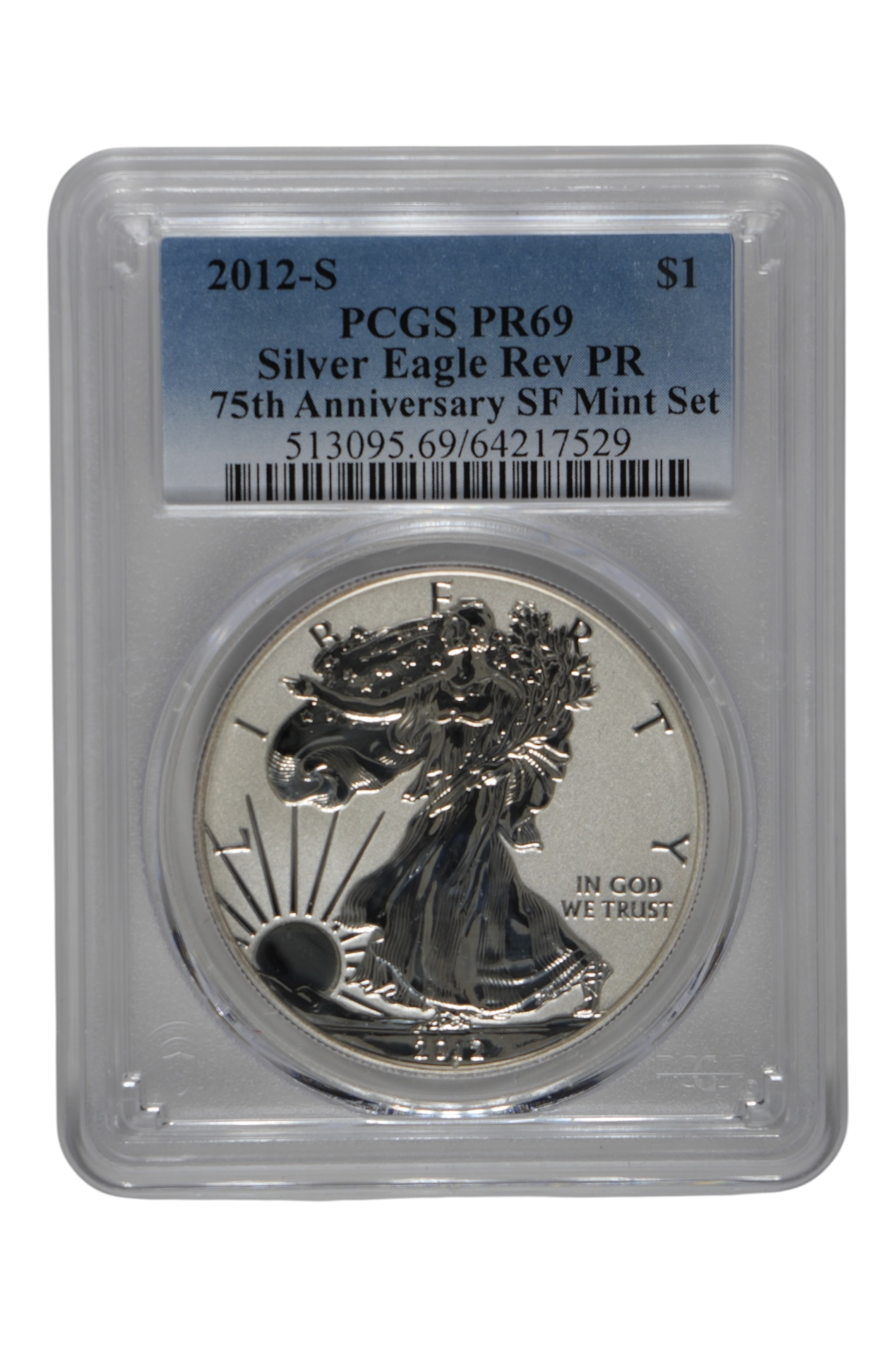 2012-S 1 oz Silver Eagle Reverse Proof 75th Anniversary SF Set PCGS PR 69