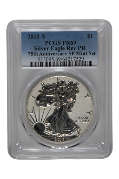 2012-S 1 oz Silver Eagle Reverse Proof 75th Anniversary SF Set PCGS PR 69