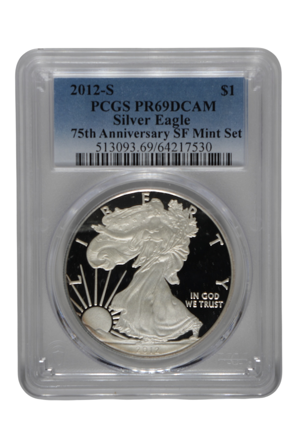 2012-S 1 oz Silver Eagle Proof 75th Anniversary SF Set PCGS PR 69 DCAM