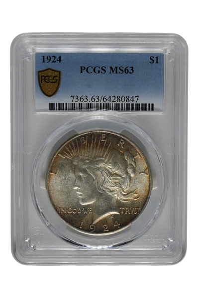 1924 0.8586 oz Silver United States Peace Dollar PCGS MS-63