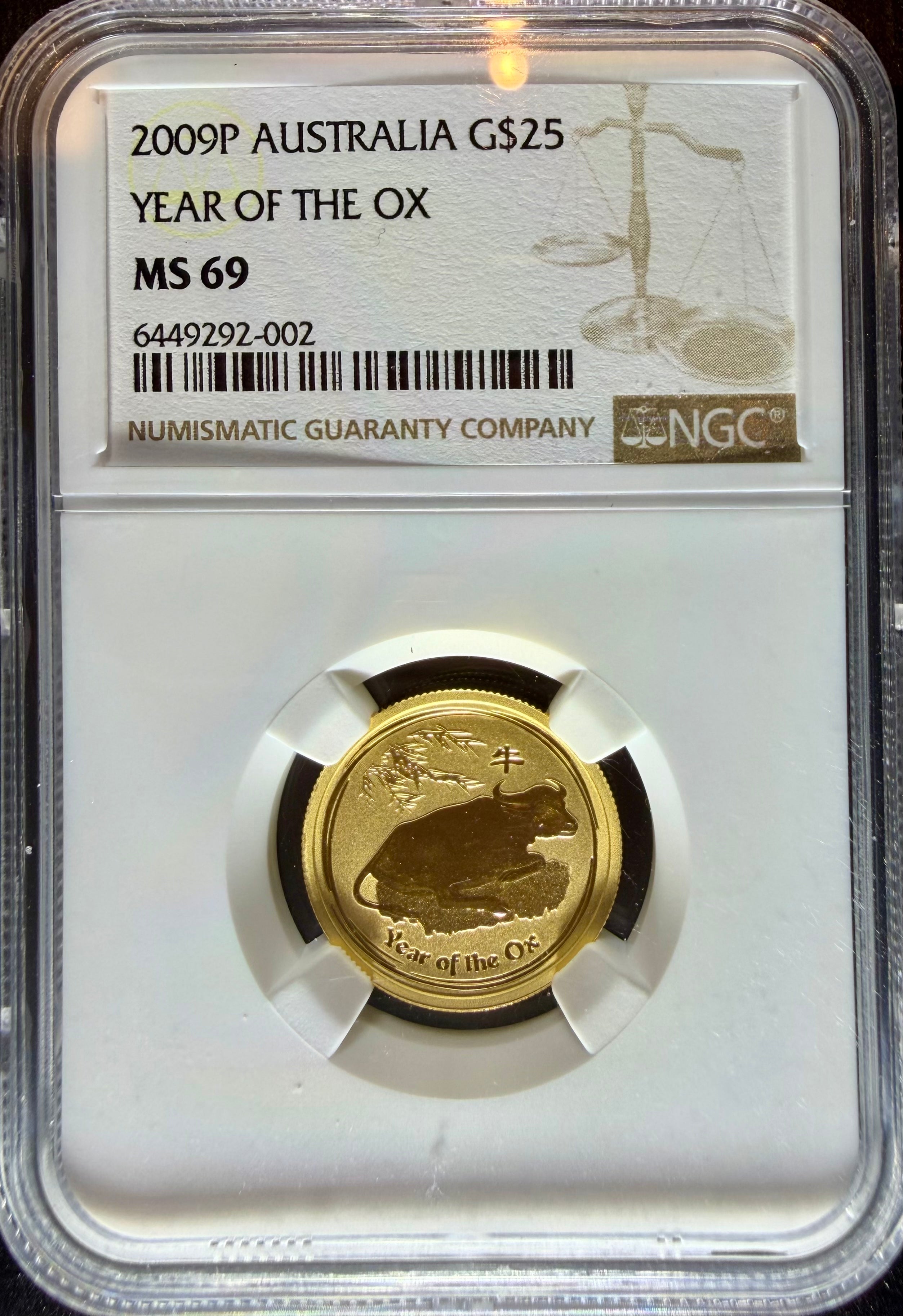 2009 1/4 oz Gold Australia Lunar Ox NGC MS 69