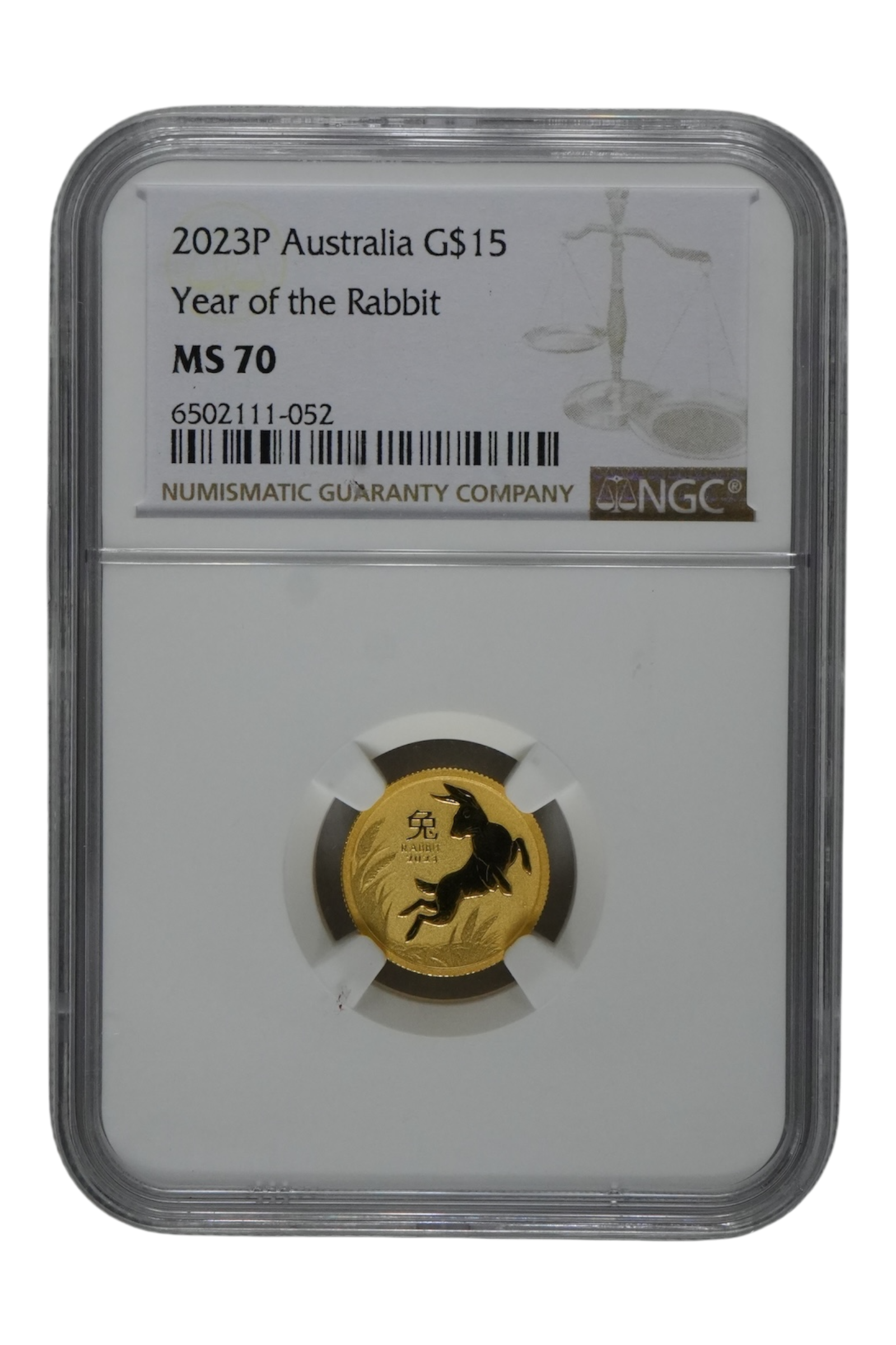 2023 1/10 oz Gold Australia Lunar Rabbit NGC MS 70