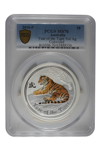 2010 5 oz Australia Silver Lunar Tiger PCGS MS 70