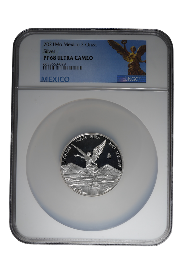 2021-Mo 2 oz Silver Mexico Libertad Proof NGC PF 68 Ultra Cameo