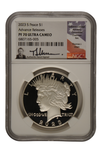 2023-S Peace Silver Dollar NGC PF 70 Ultra Cameo Advance Releases (Uram Signed)