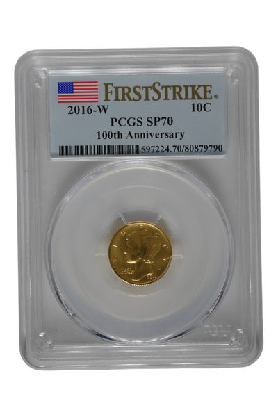 2016-W 1/10 oz Gold Mercury Dime Centennial PCGS SP 70 First Strike