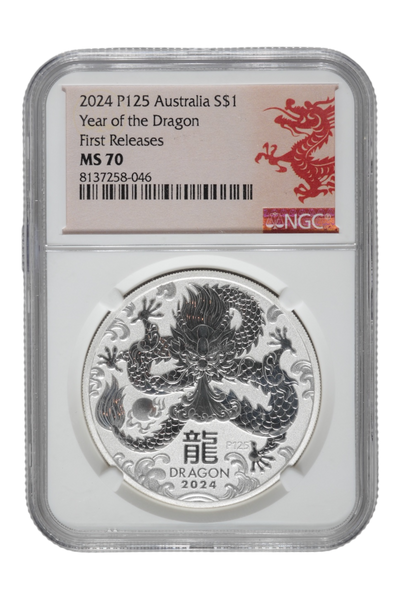 2024-P125 1 oz Silver Australia Lunar Dragon NGC MS-70
