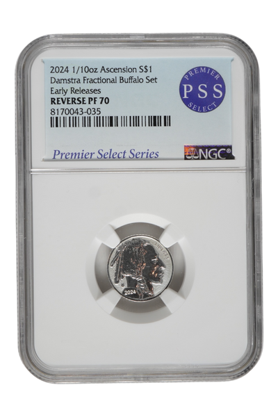 2024 1/10 oz Silver Ascension Island Damstra Buffalo NGC Proof-70 Reverse Proof