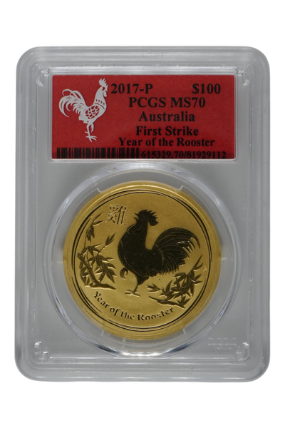 2017 1 oz Gold Australia Lunar Rooster PCGS MS-70 FS