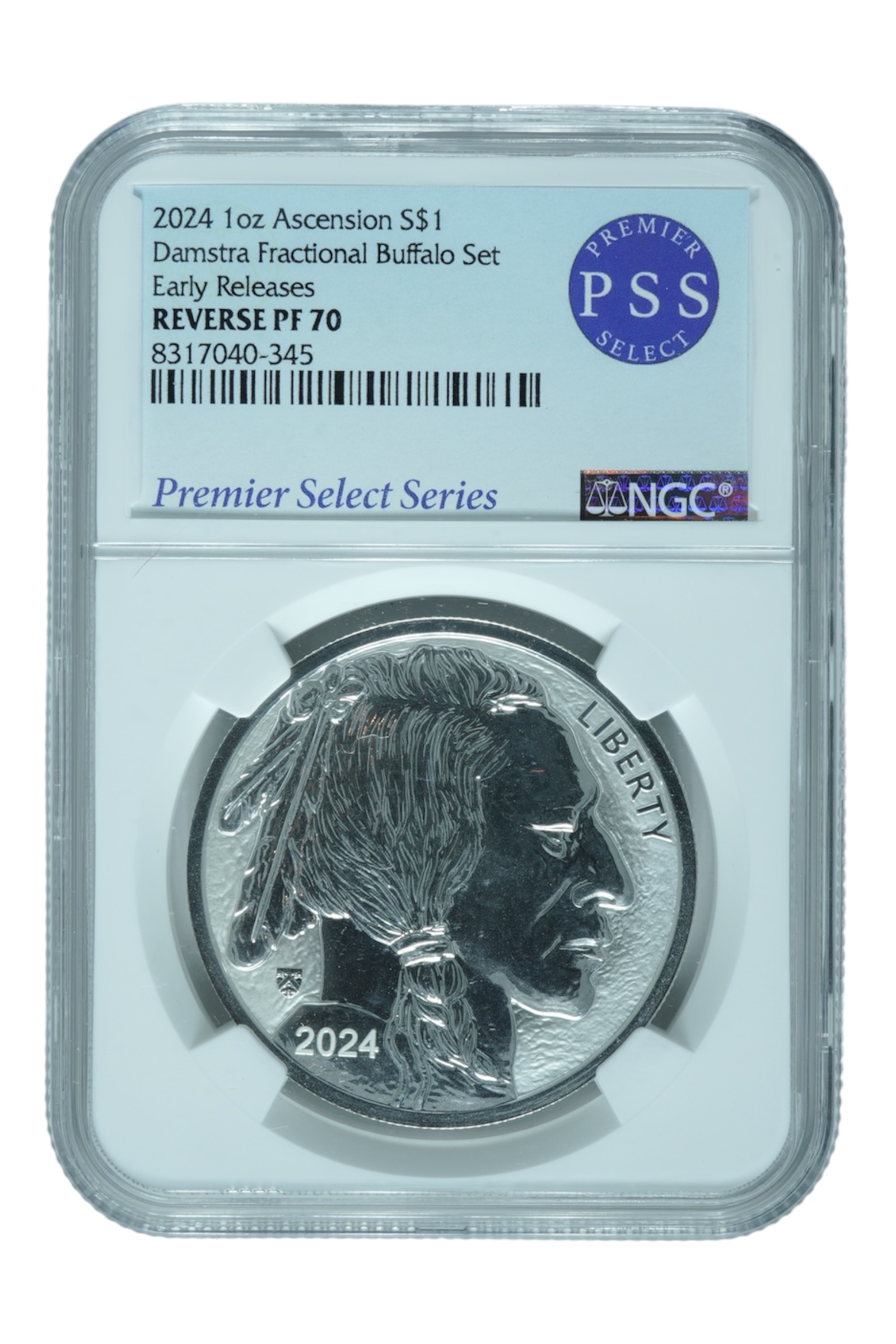 2024 1/2 oz Silver Ascension Island Damstra Buffalo NGC Proof-70 Reverse Proof